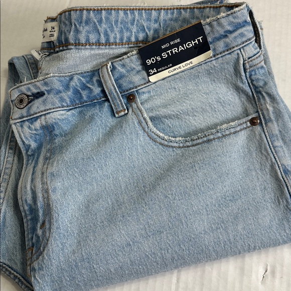 Abercrombie & Fitch Curve Love Mid Rise 90s Straight Jean 34 R Light Wash NWT - Picture 14 of 14